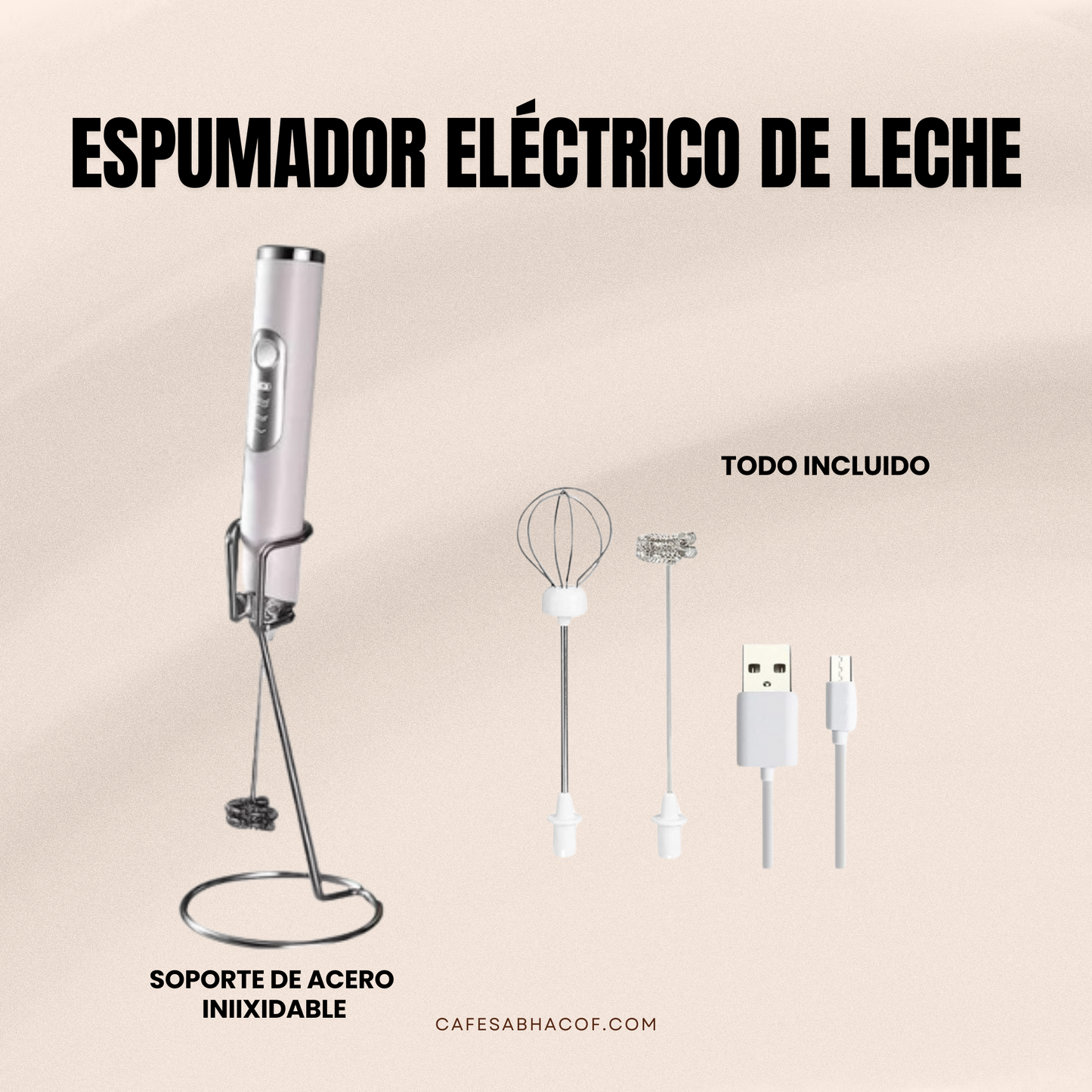 Espumador eléctrico blanco de tres velocidades